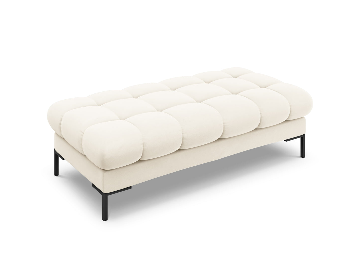 Bali Bench, 2 Seats, 133x62 cm — Light Beige / Black Metal