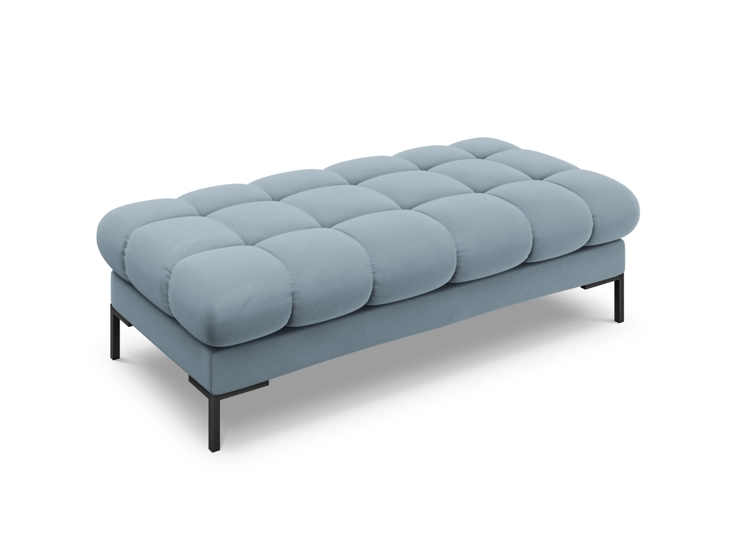 Bali Bench, 2 Seats, 133x62 cm — Light Blue / Black Metal