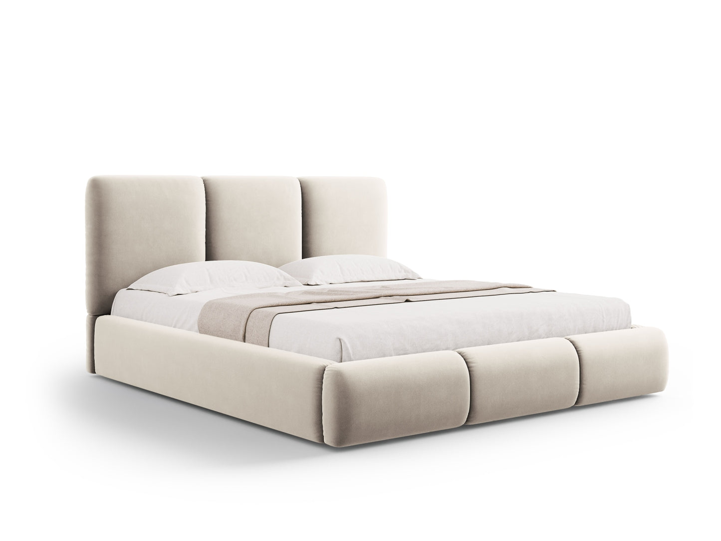 Nicolas Storage Bed With Headboard — Light Beige