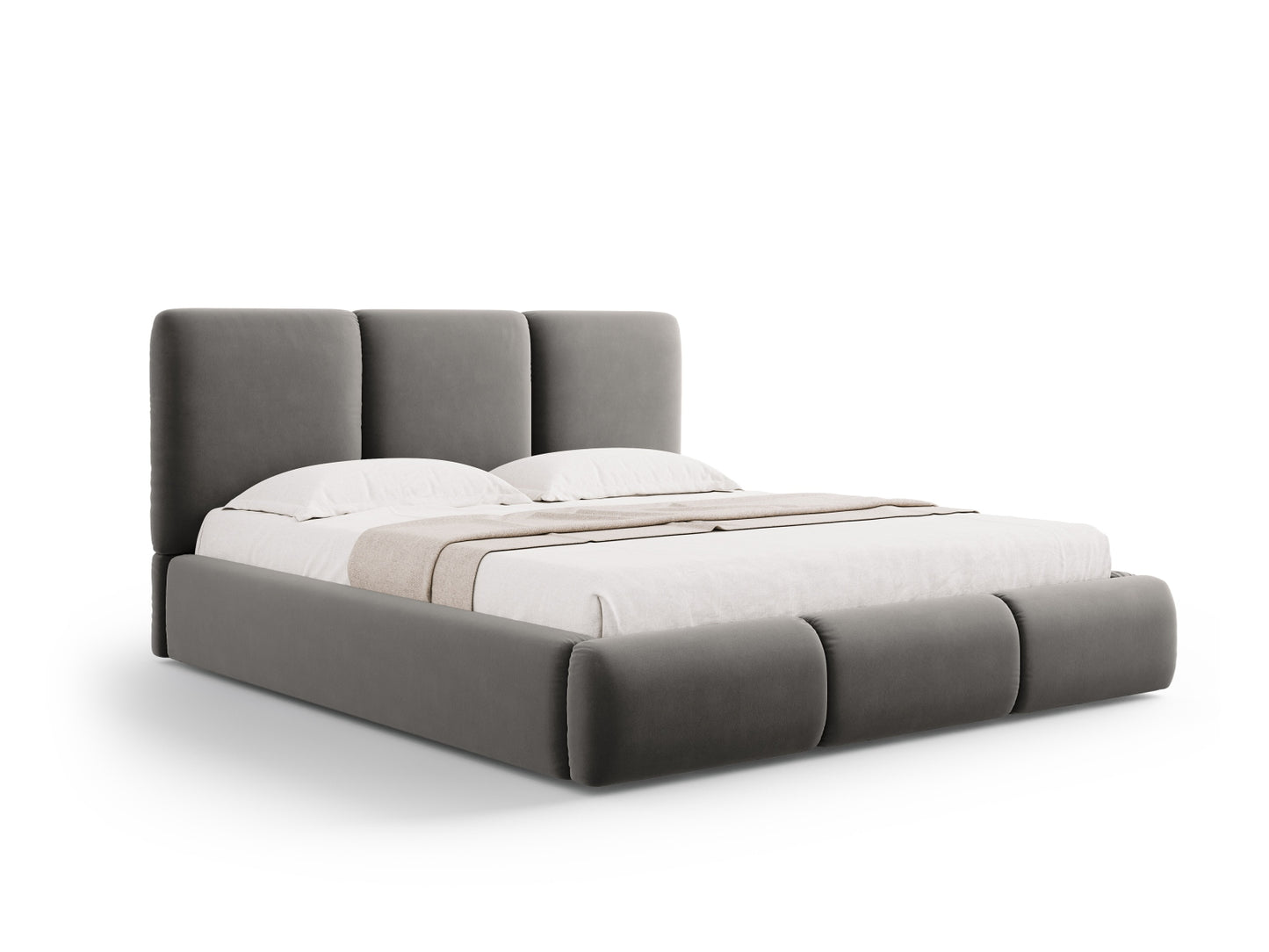 Nicolas Storage Bed With Headboard — Light Grey