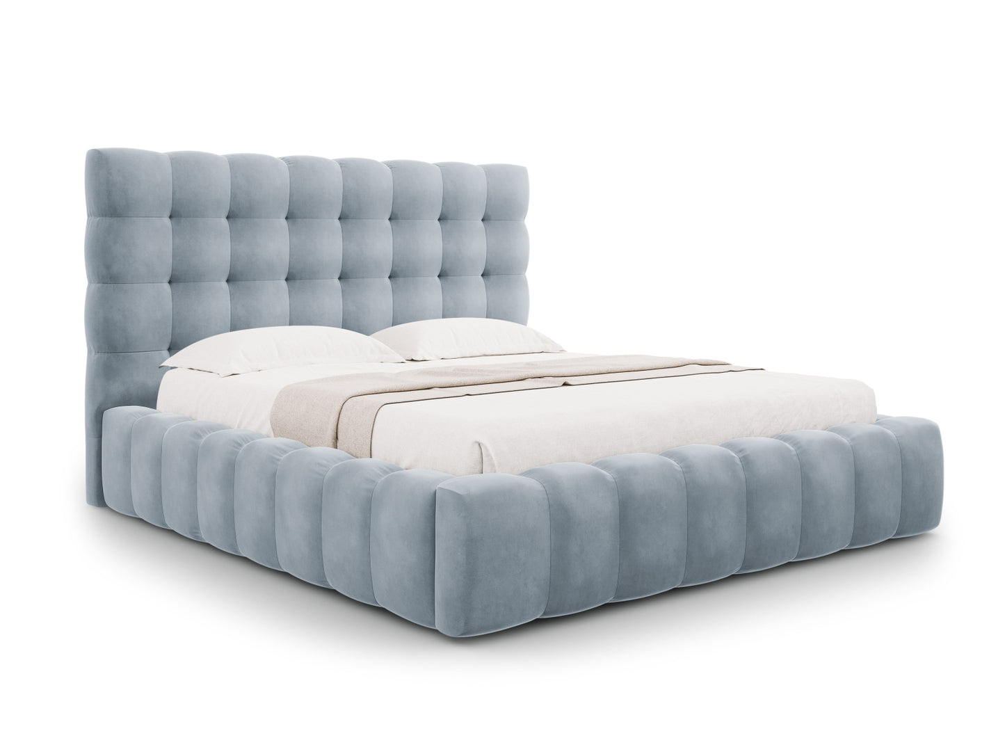 Bali Storage Bed With Headboard — Light Blue