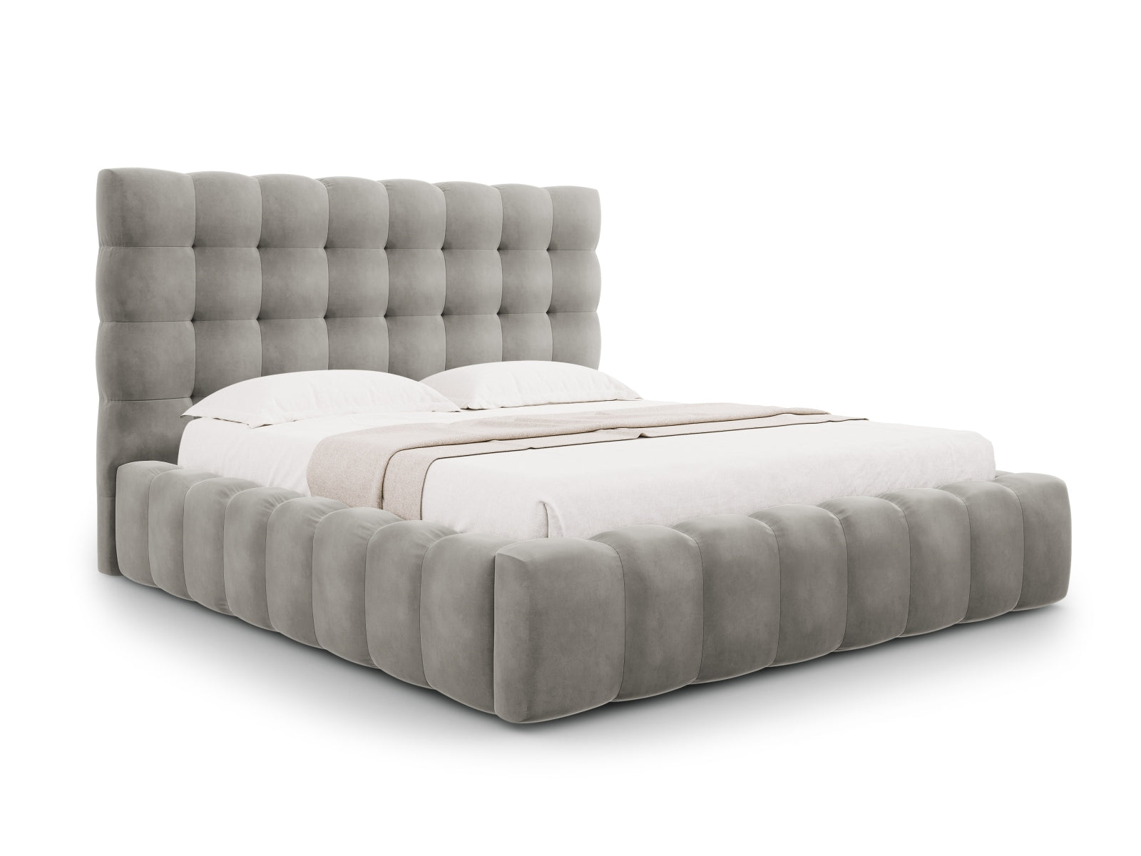 Bali Storage Bed With Headboard — Light Grey