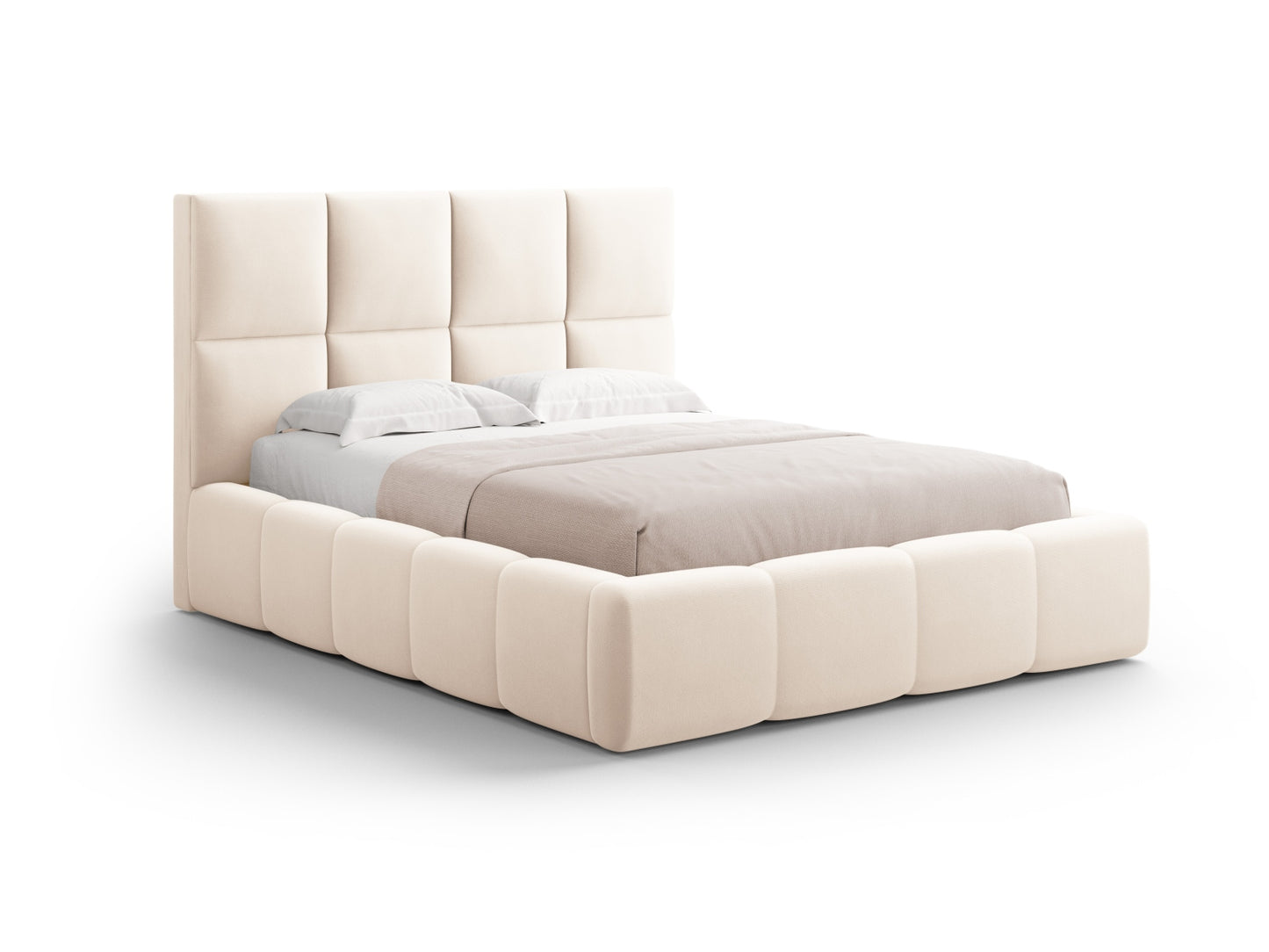 Livigno Storage Bed With Headboard — Light Beige