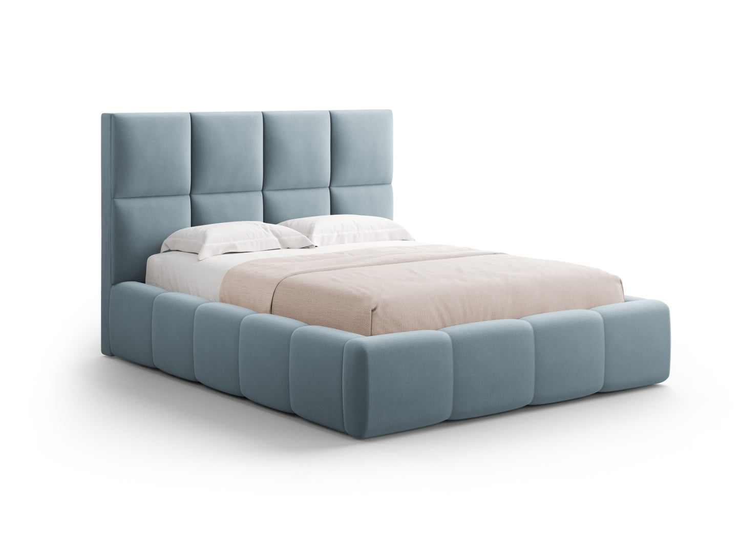Livigno Storage Bed With Headboard — Light Blue