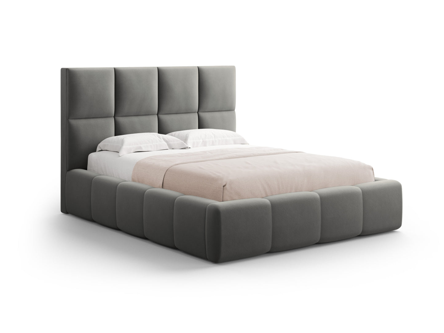 Livigno Storage Bed With Headboard — Light Grey