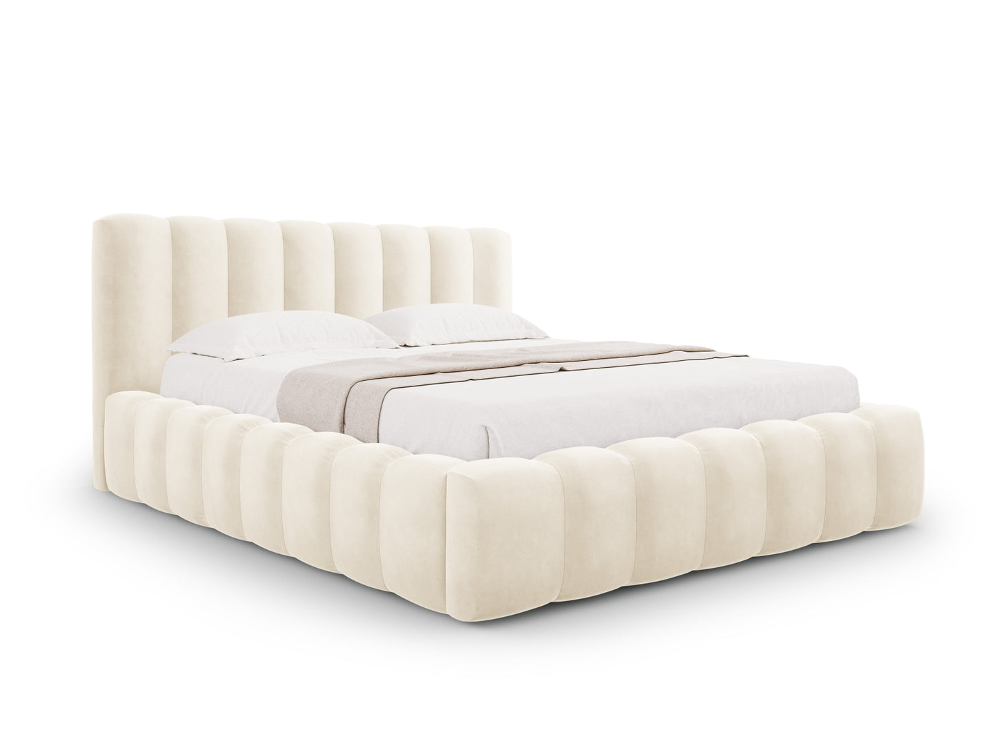 Palma Storage Bed With Headboard — Light Beige