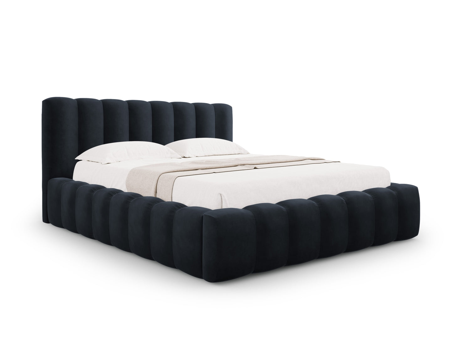 Palma Storage Bed With Headboard — Dark Blue