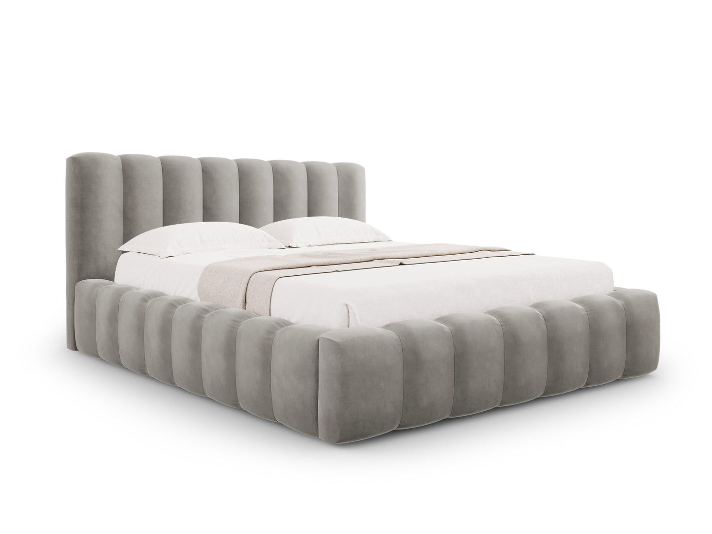 Palma Storage Bed With Headboard — Light Grey