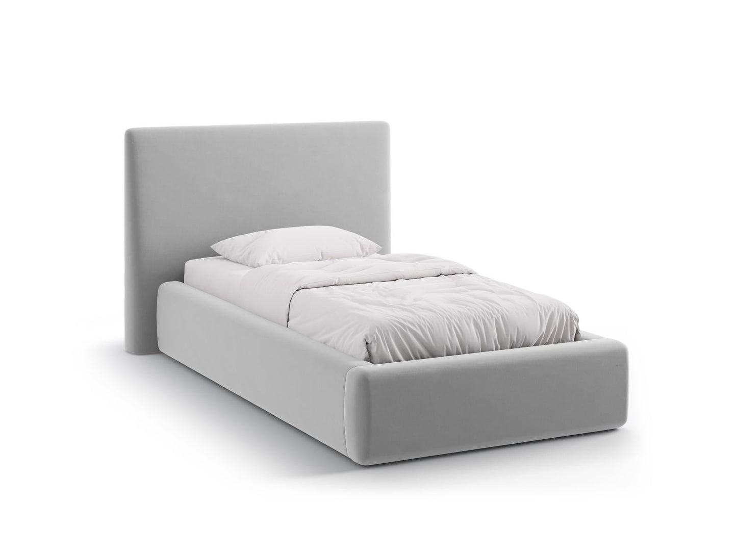 Asti Storage Bed With Headboard, 130x220 cm — Light Grey