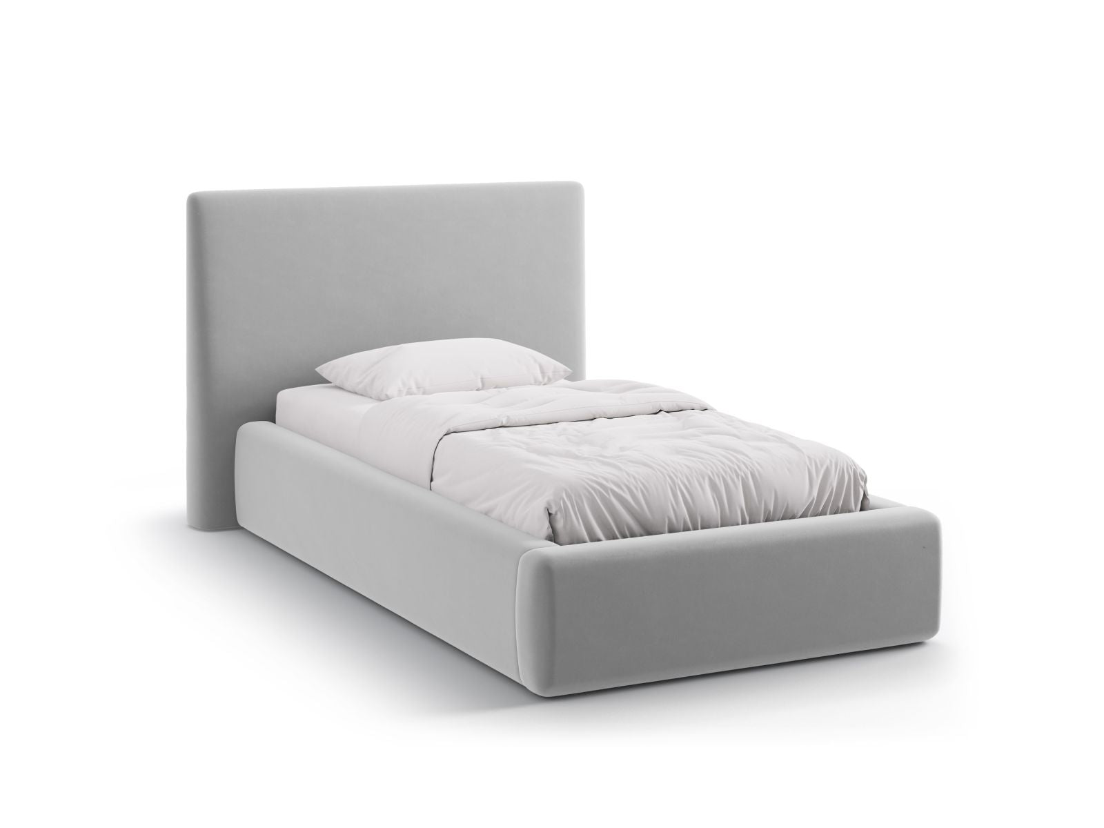 Asti Storage Bed With Headboard, 130x220 cm — Light Grey