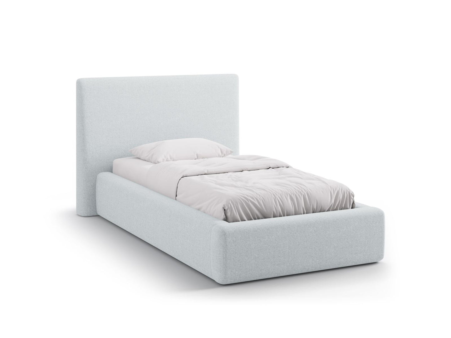 Asti Storage Bed With Headboard, 130x220 cm — Light Grey