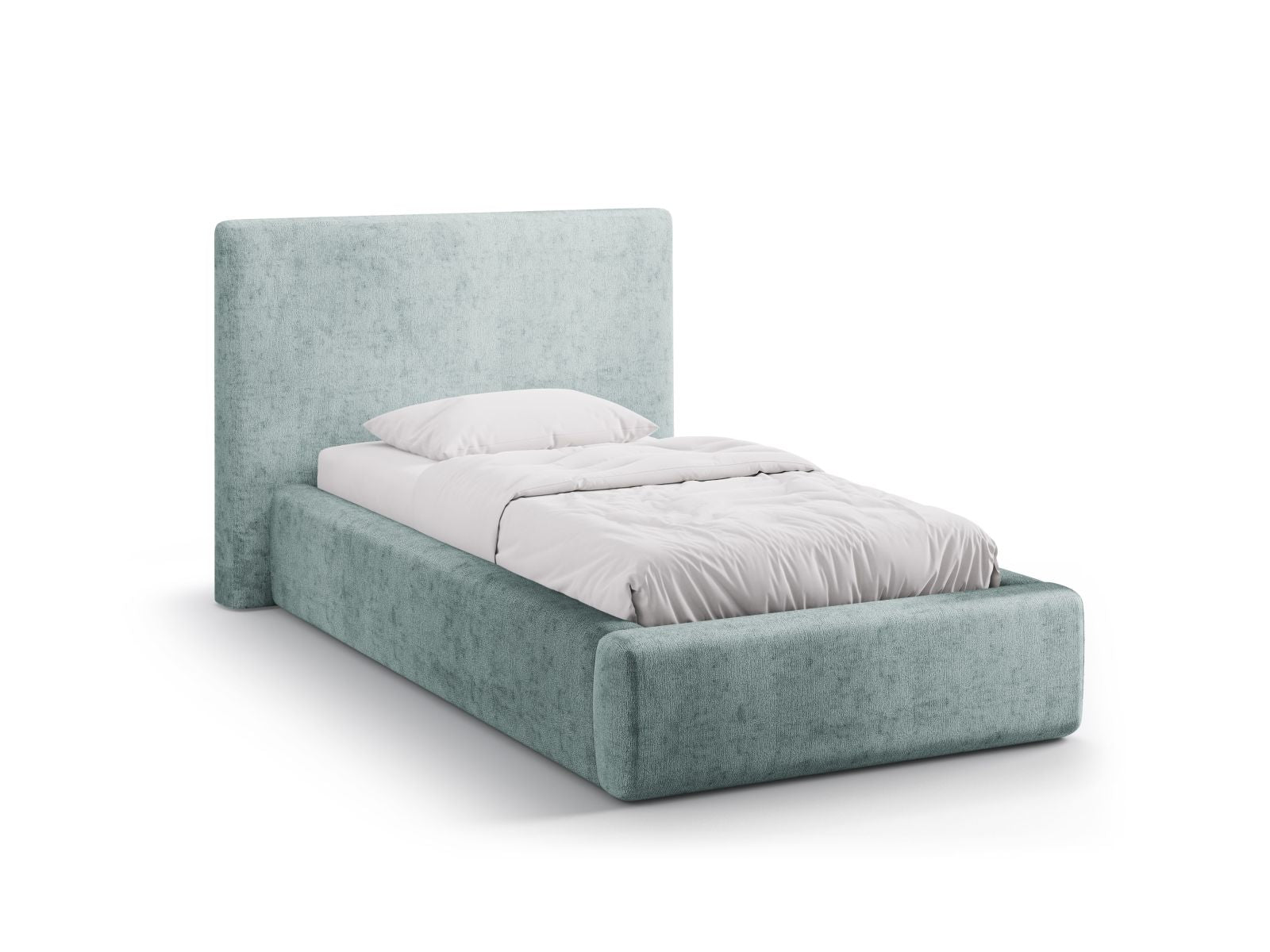 Asti Storage Bed With Headboard, 130x220 cm — Light Blue