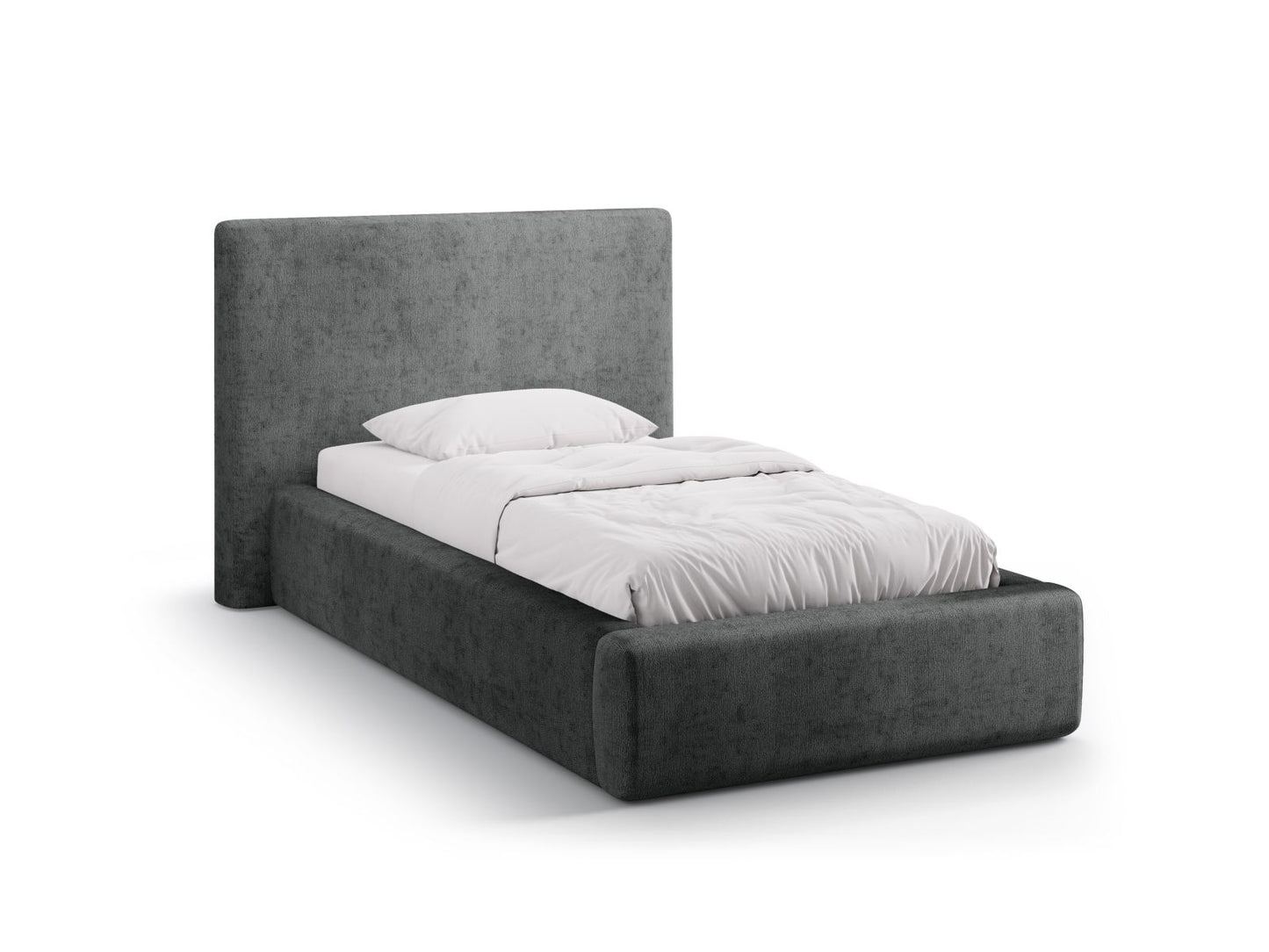 Asti Storage Bed With Headboard, 130x220 cm — Dark Grey