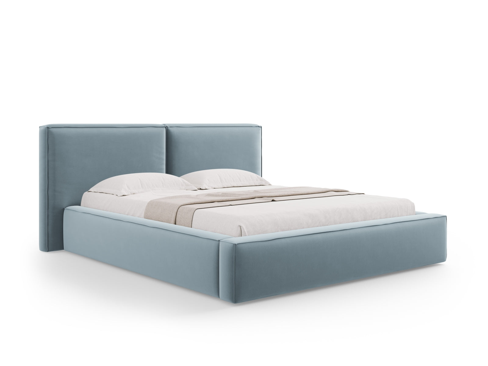 Arendal Storage Bed With Double Headboard — Light Blue