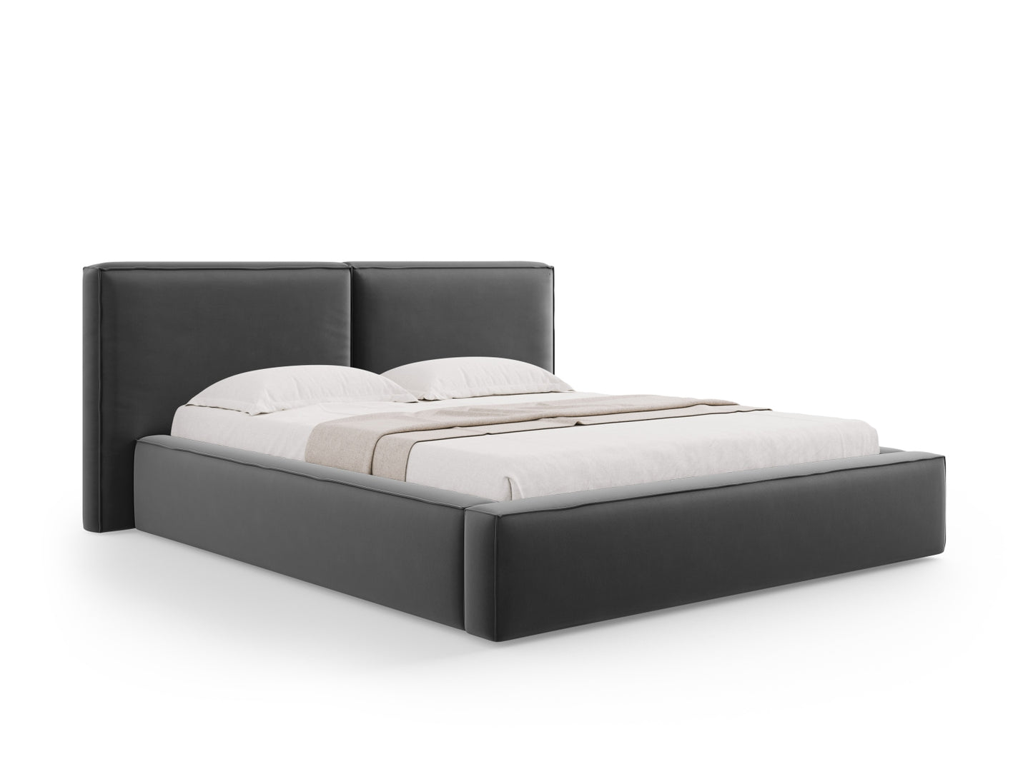 Arendal Storage Bed With Double Headboard — Grey