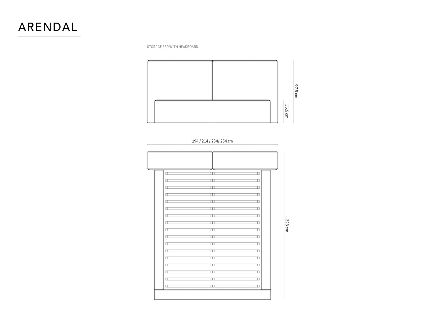 Arendal Storage Bed With Double Headboard