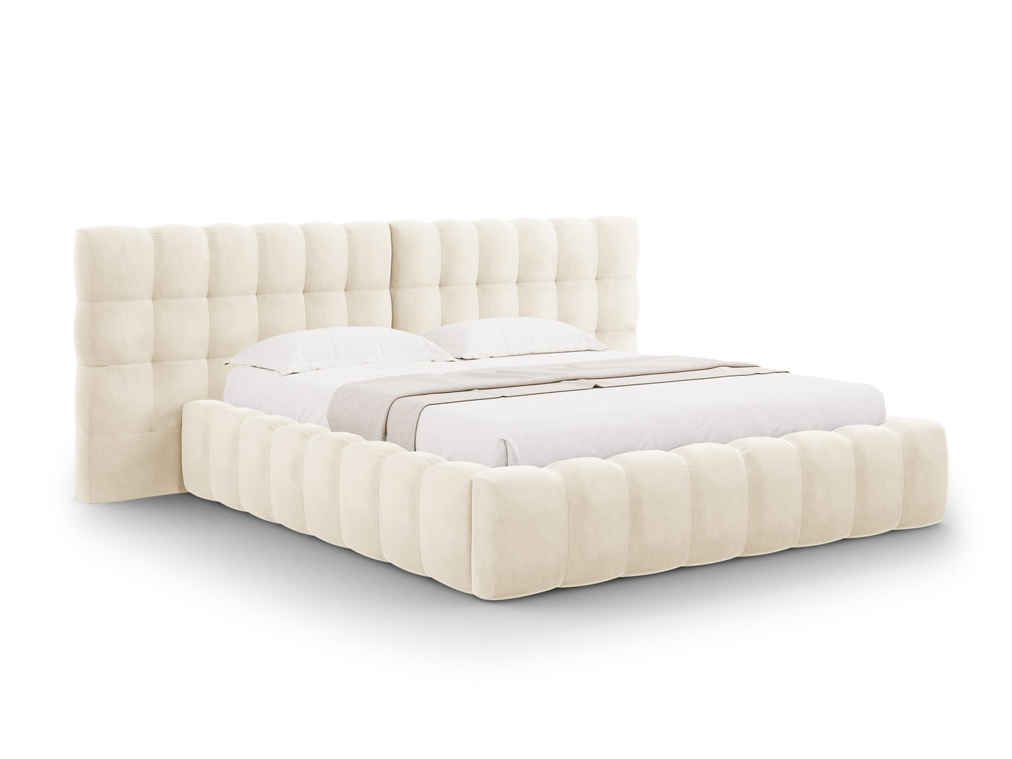 Bali Storage Bed With Double Headboard — Light Beige