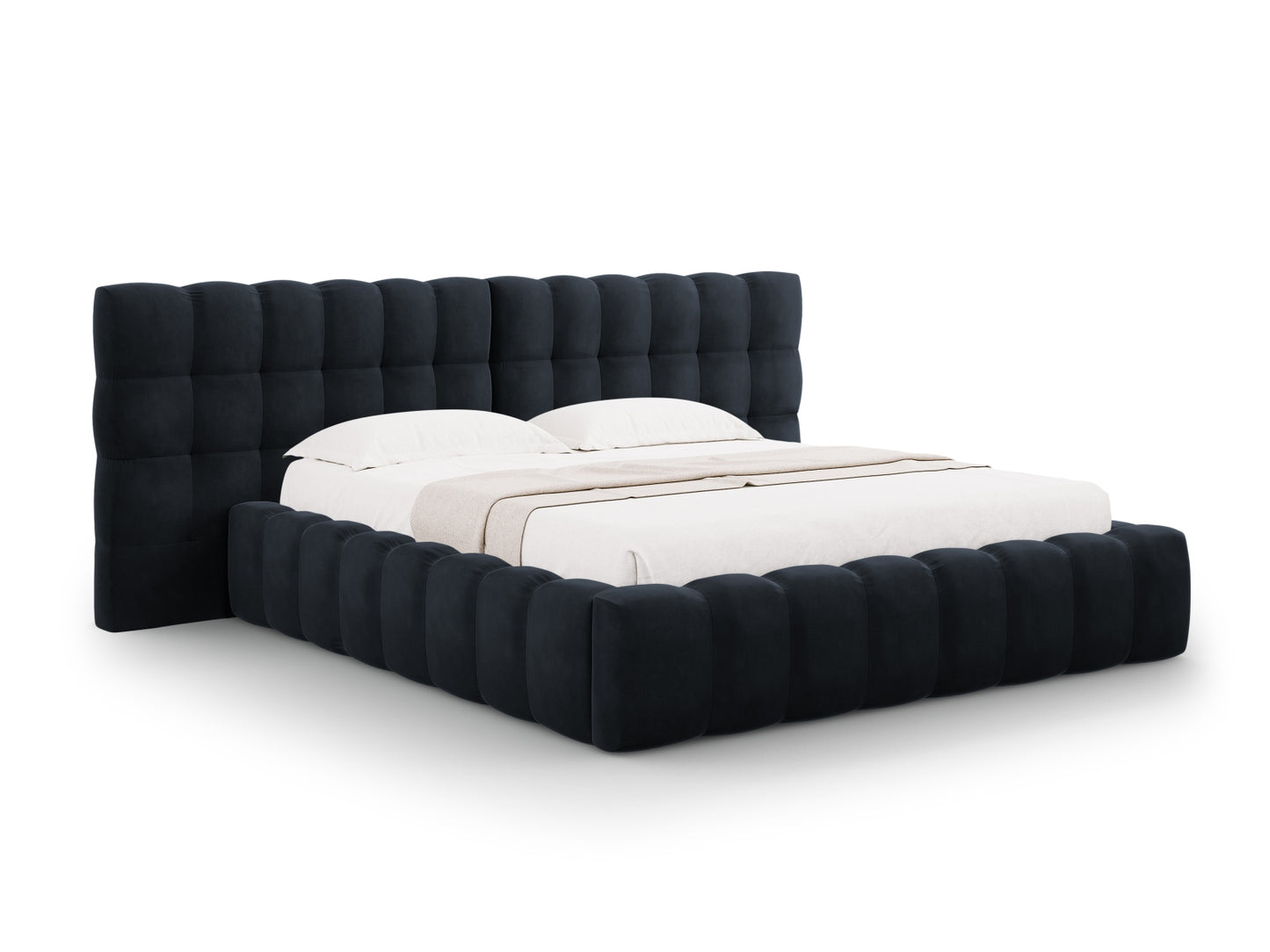 Bali Storage Bed With Double Headboard — Dark Blue