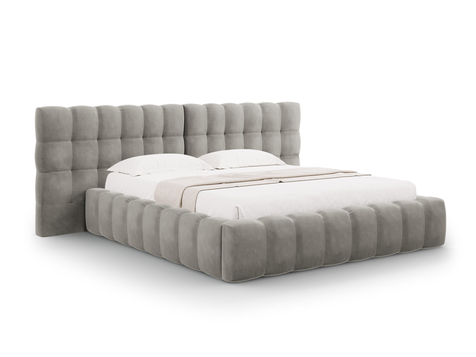 Bali Storage Bed With Double Headboard — Light Grey