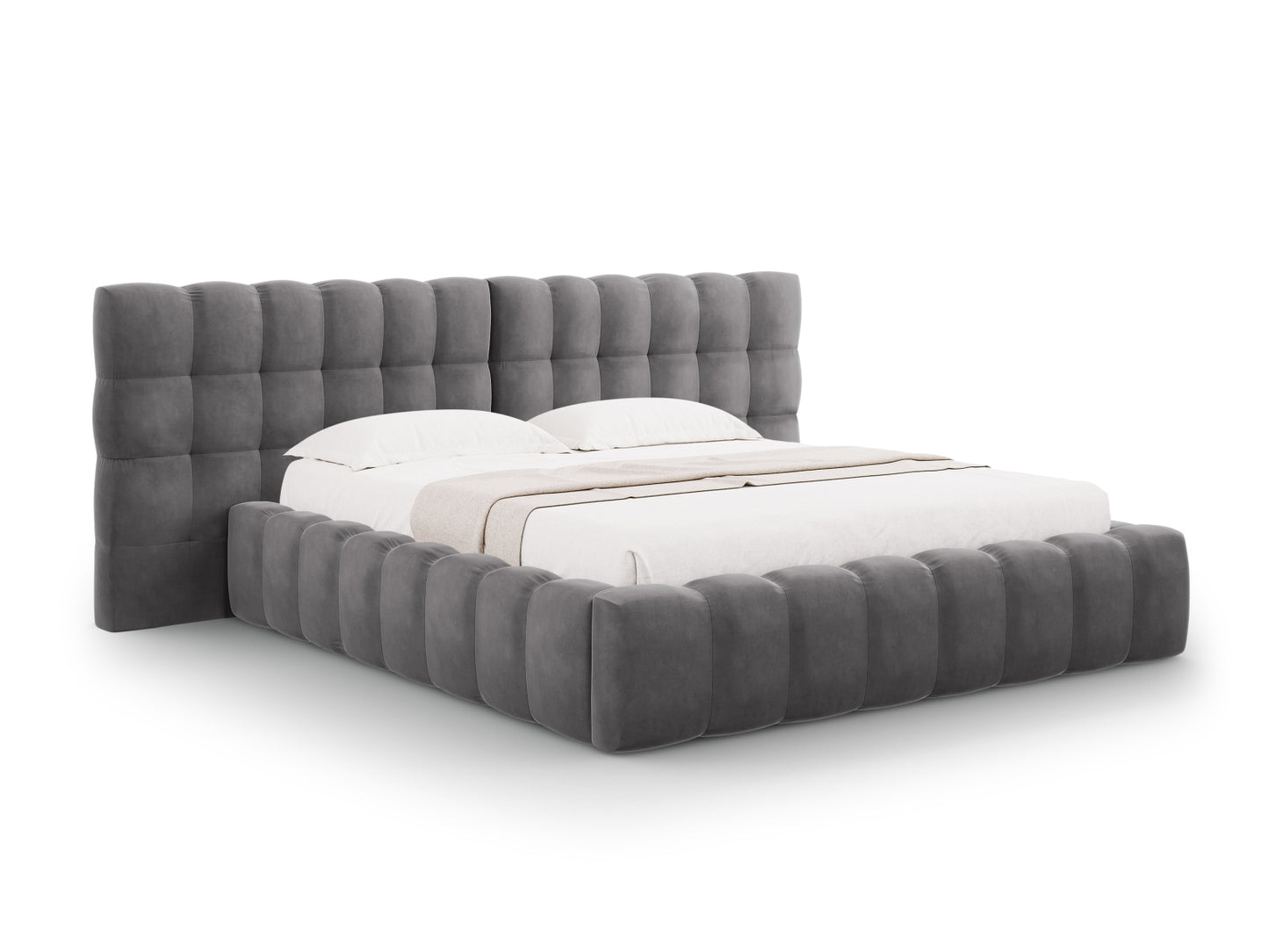 Bali Storage Bed With Double Headboard — Grey
