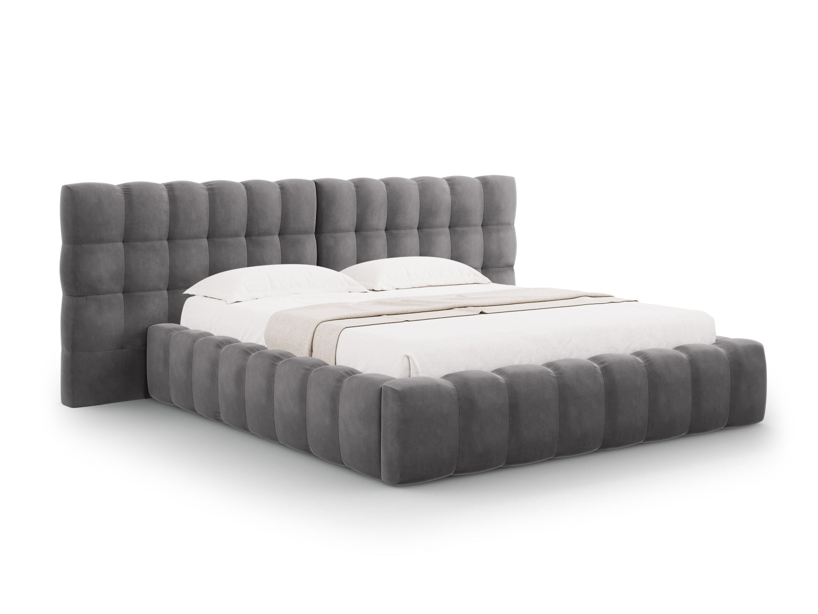 Bali Storage Bed With Double Headboard — Grey