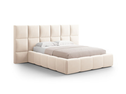 Livigno Storage Bed With Double Headboard — Light Beige