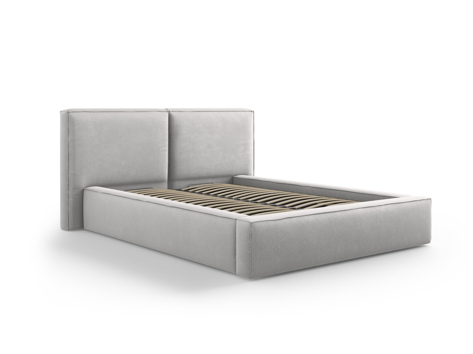 Arendal Storage Bed With Double Headboard — Light Grey