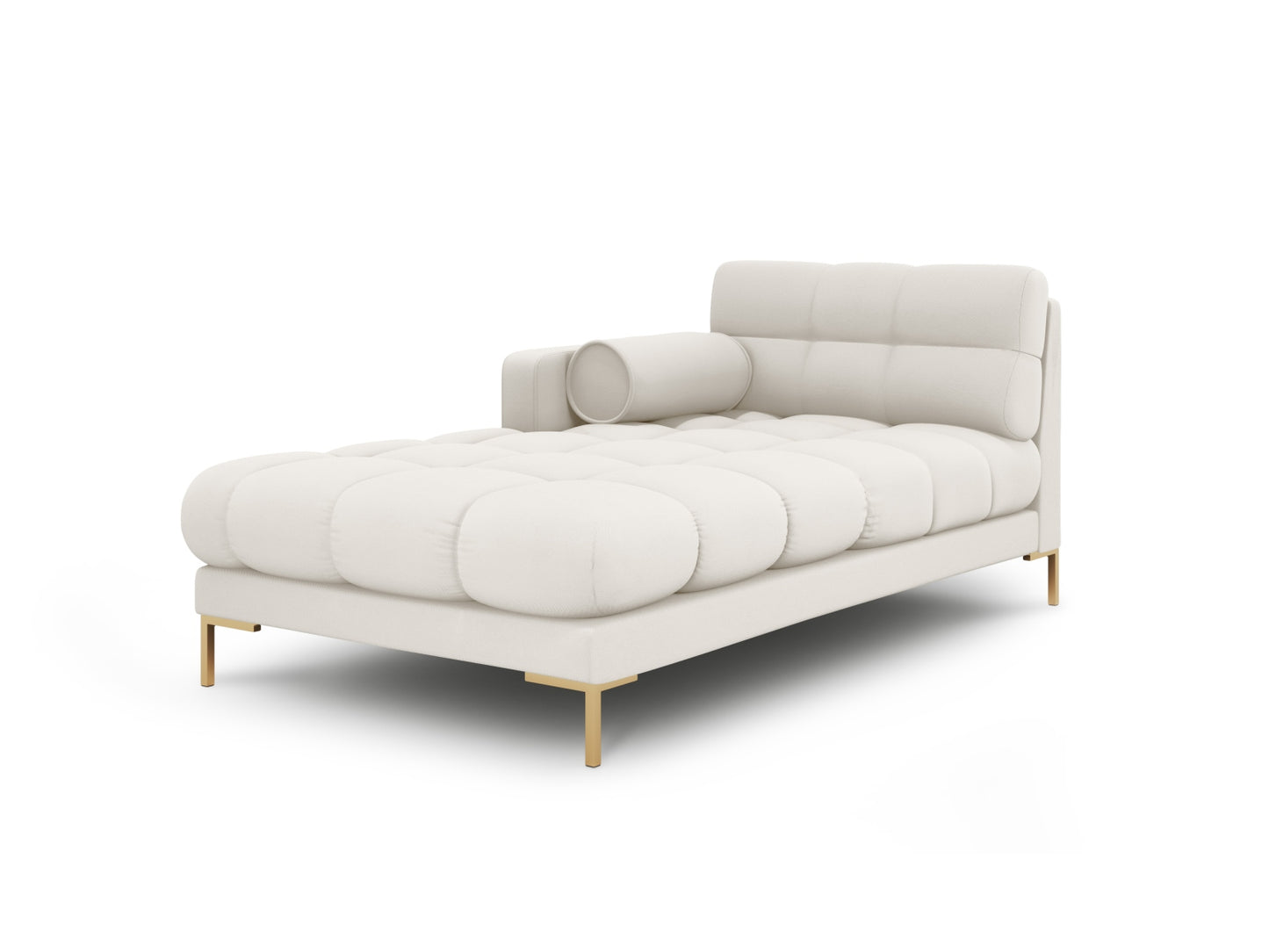 Bali Chaise Longue, 102x185 cm — Light Beige / Gold Metal / Left