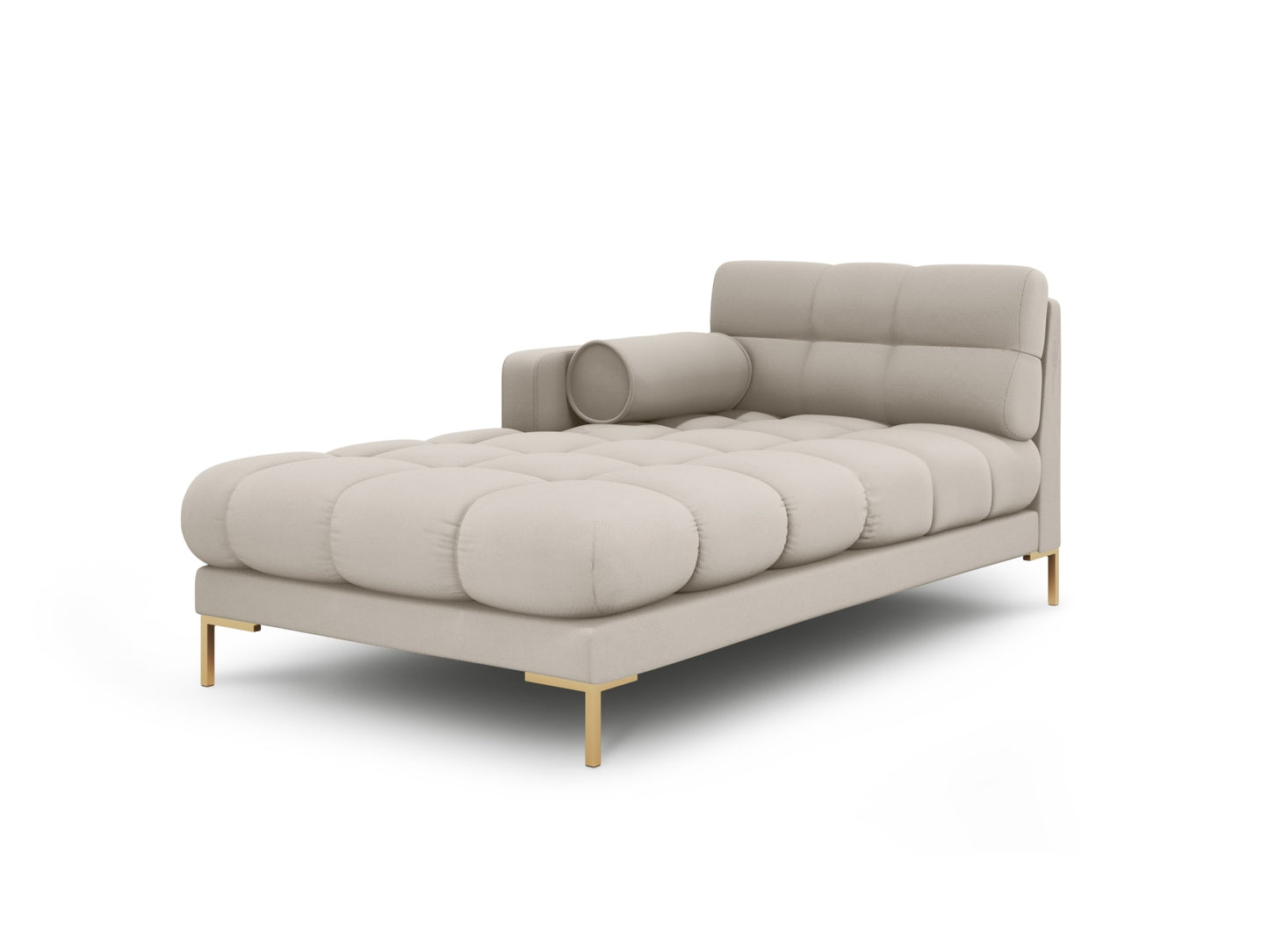 Bali Chaise Longue, 102x185 cm — Beige / Gold Metal / Left