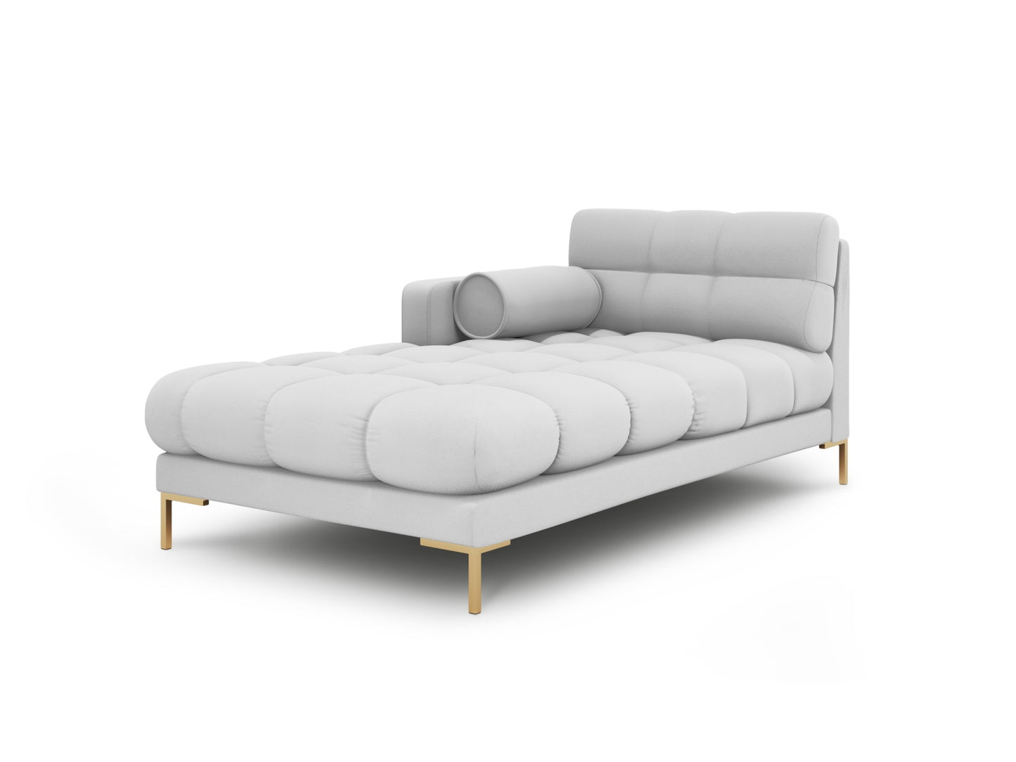 Bali Chaise Longue, 102x185 cm — Light Grey / Gold Metal / Left