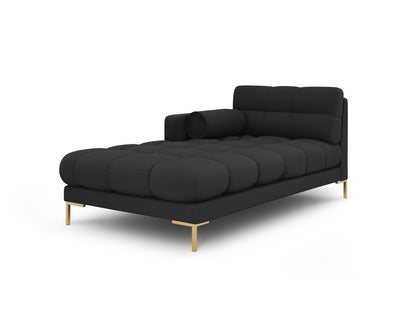 Bali Chaise Longue, 102x185 cm — Dark Grey / Gold Metal / Left