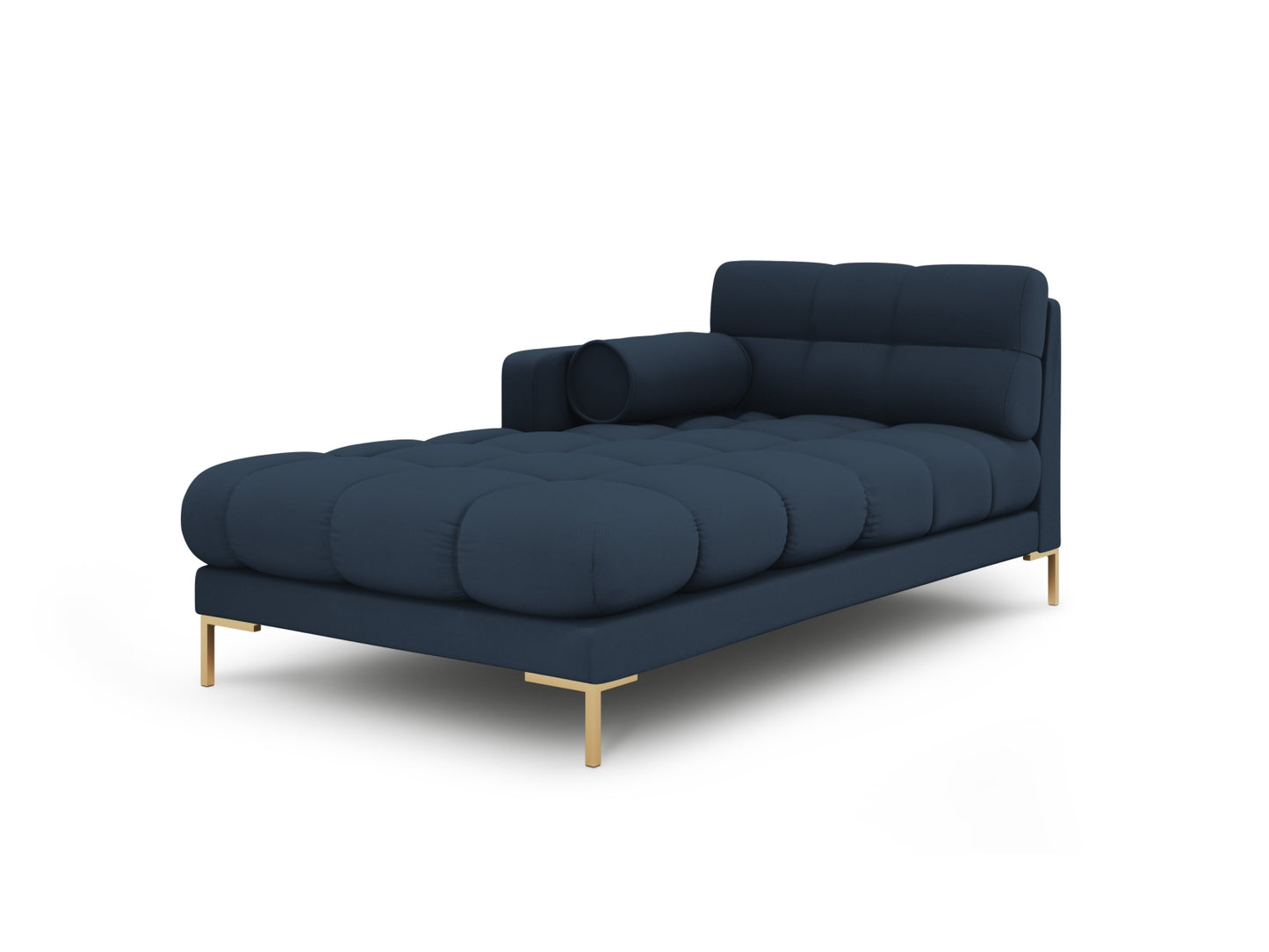 Bali Chaise Longue, 102x185 cm — Blue / Gold Metal / Left