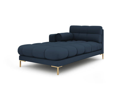 Bali Chaise Longue, 102x185 cm — Blue / Gold Metal / Left