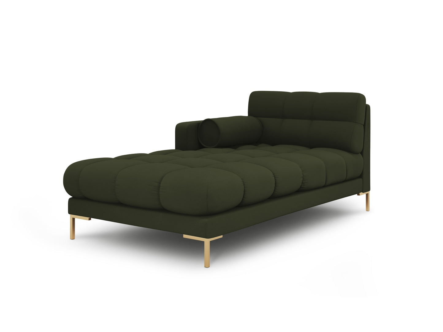 Bali Chaise Longue, 102x185 cm — Green / Gold Metal / Left