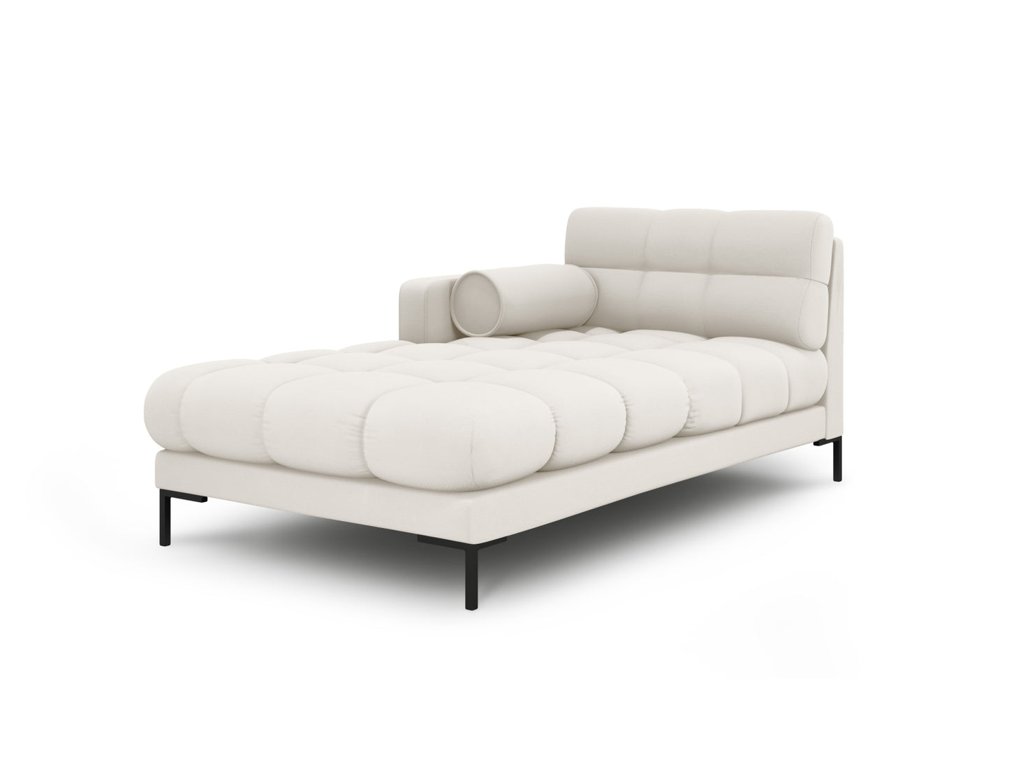 Bali Chaise Longue, 102x185 cm — Light Beige / Black Metal / Left