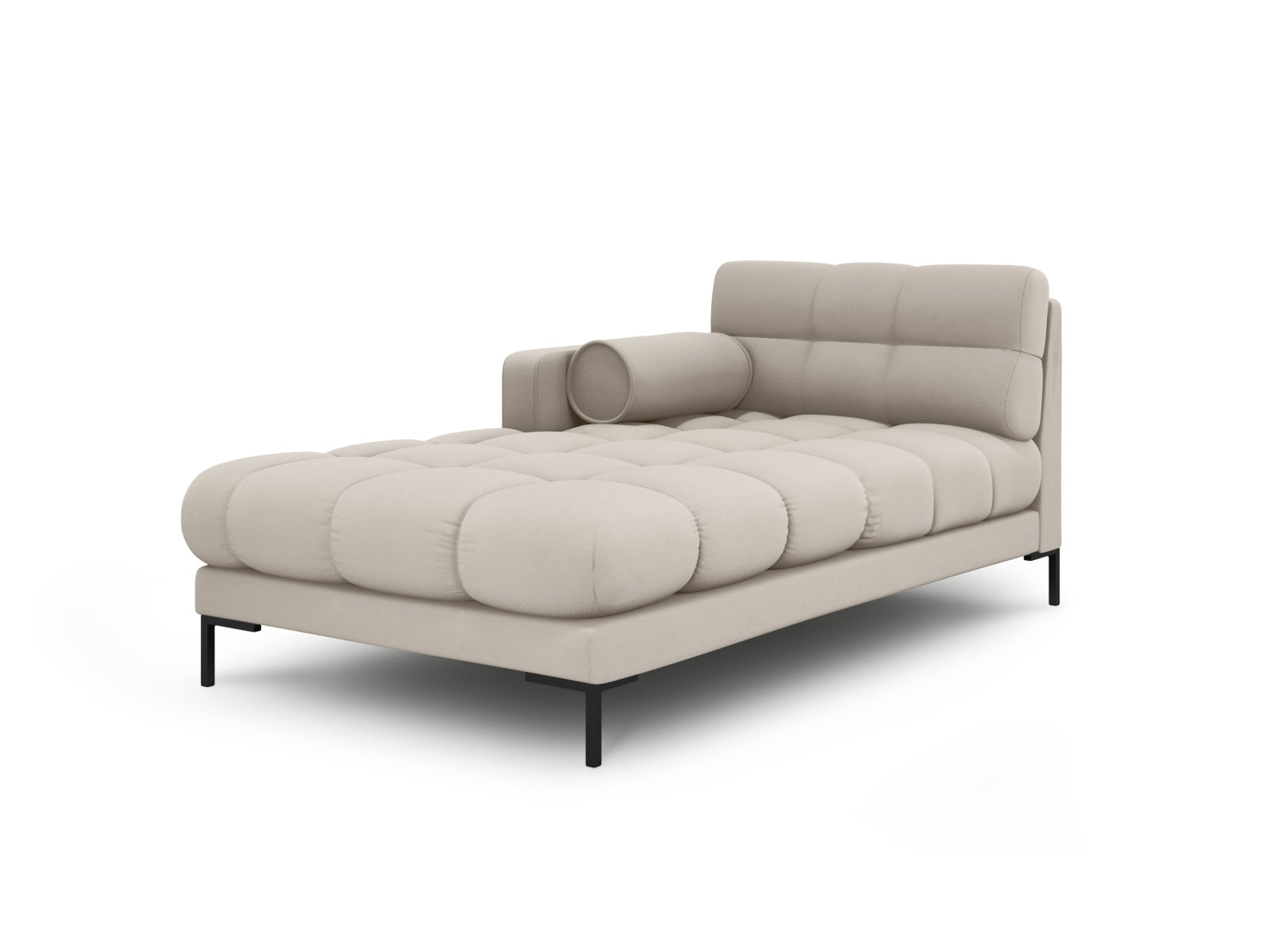 Bali Chaise Longue, 102x185 cm — Beige / Black Metal / Left