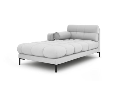 Bali Chaise Longue, 102x185 cm — Light Grey / Black Metal / Left