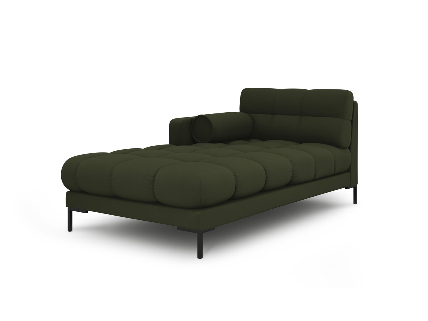 Bali Chaise Longue, 102x185 cm — Green / Black Metal / Left
