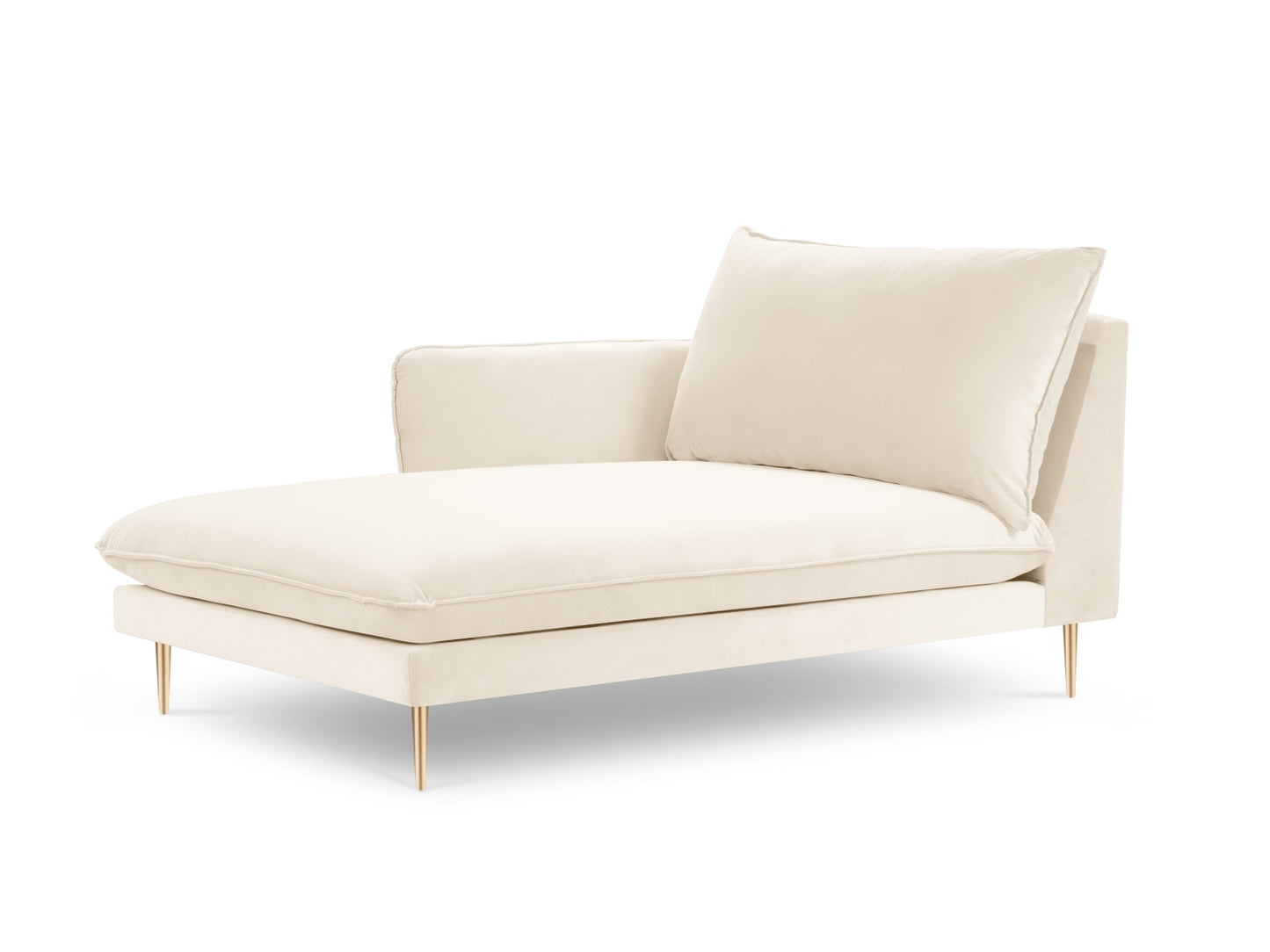 Vienna Chaise Longue, 110x170 cm — Light Beige / Gold Metal / Left