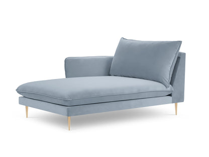 Vienna Chaise Longue, 110x170 cm — Light Blue / Gold Metal / Left