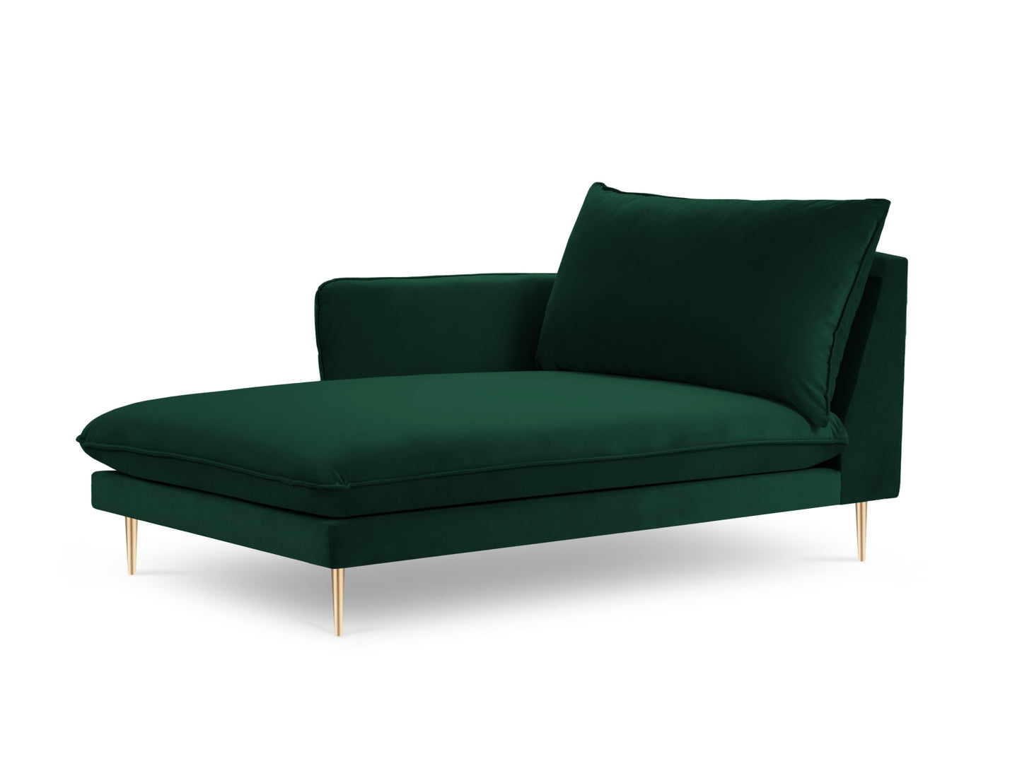 Vienna Chaise Longue, 110x170 cm — Bottle Green / Gold Metal / Left