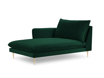Vienna Chaise Longue, 110x170 cm — Bottle Green / Gold Metal / Left