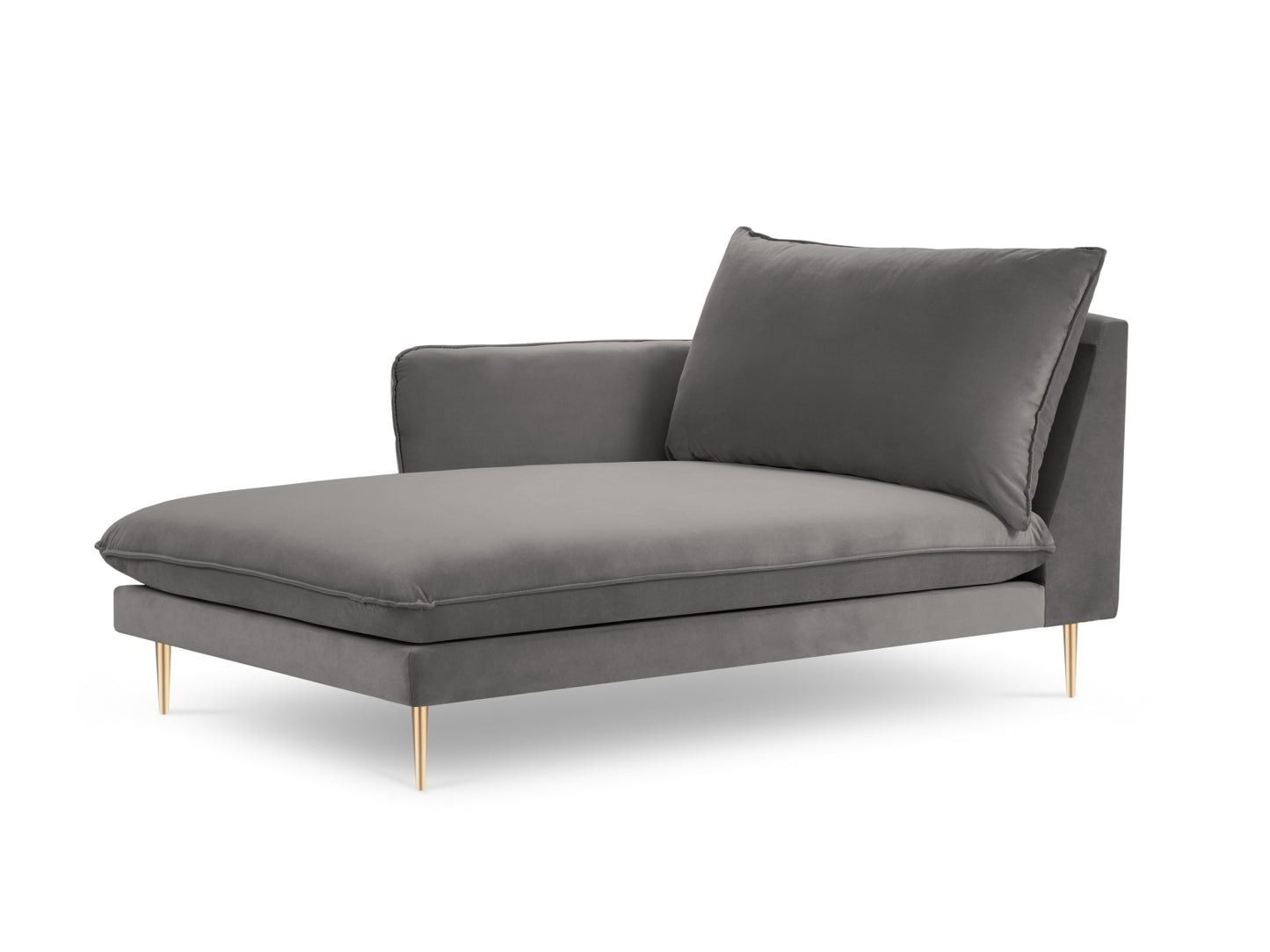 Vienna Chaise Longue, 110x170 cm — Light Grey / Gold Metal / Left