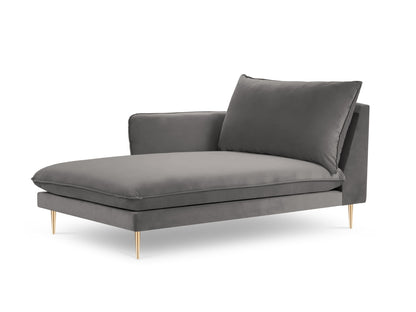 Vienna Chaise Longue, 110x170 cm — Light Grey / Gold Metal / Left
