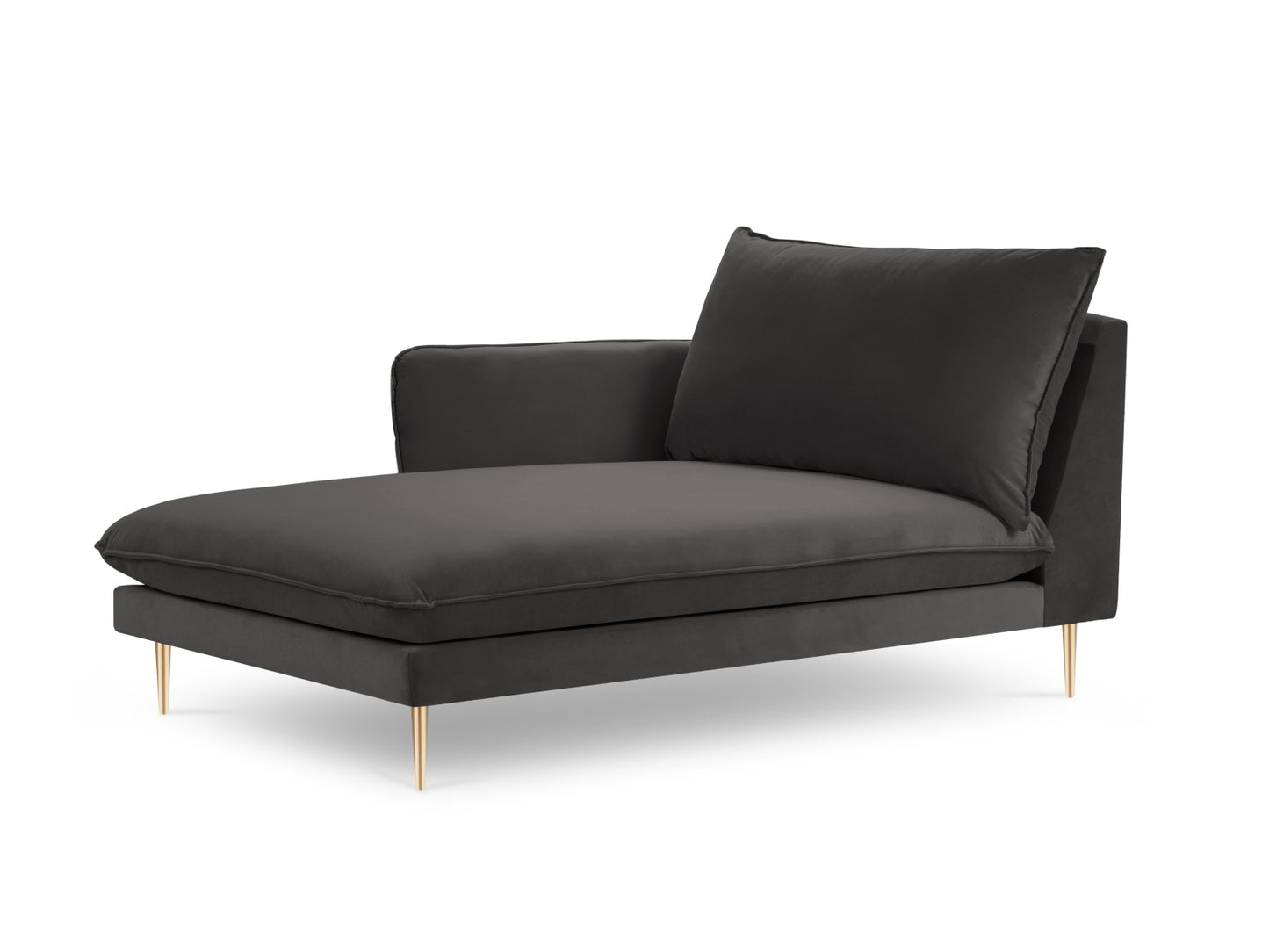 Vienna Chaise Longue, 110x170 cm — Dark Grey / Gold Metal / Left