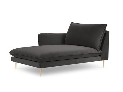 Vienna Chaise Longue, 110x170 cm — Dark Grey / Gold Metal / Left