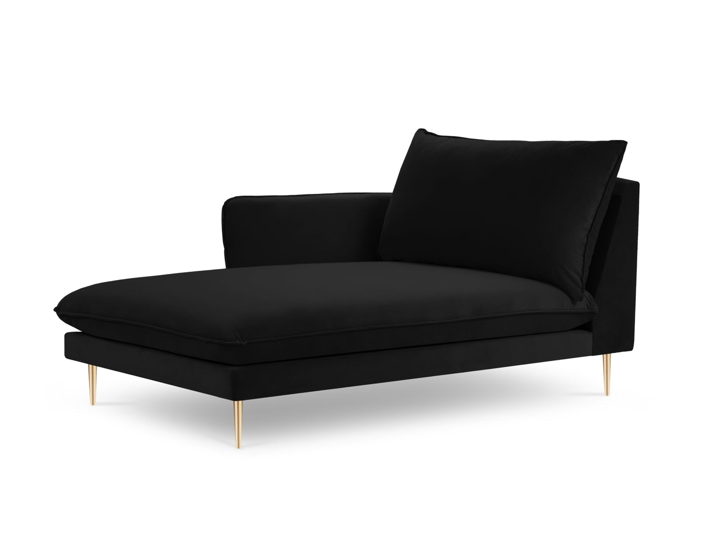 Vienna Chaise Longue, 110x170 cm — Black / Gold Metal / Left