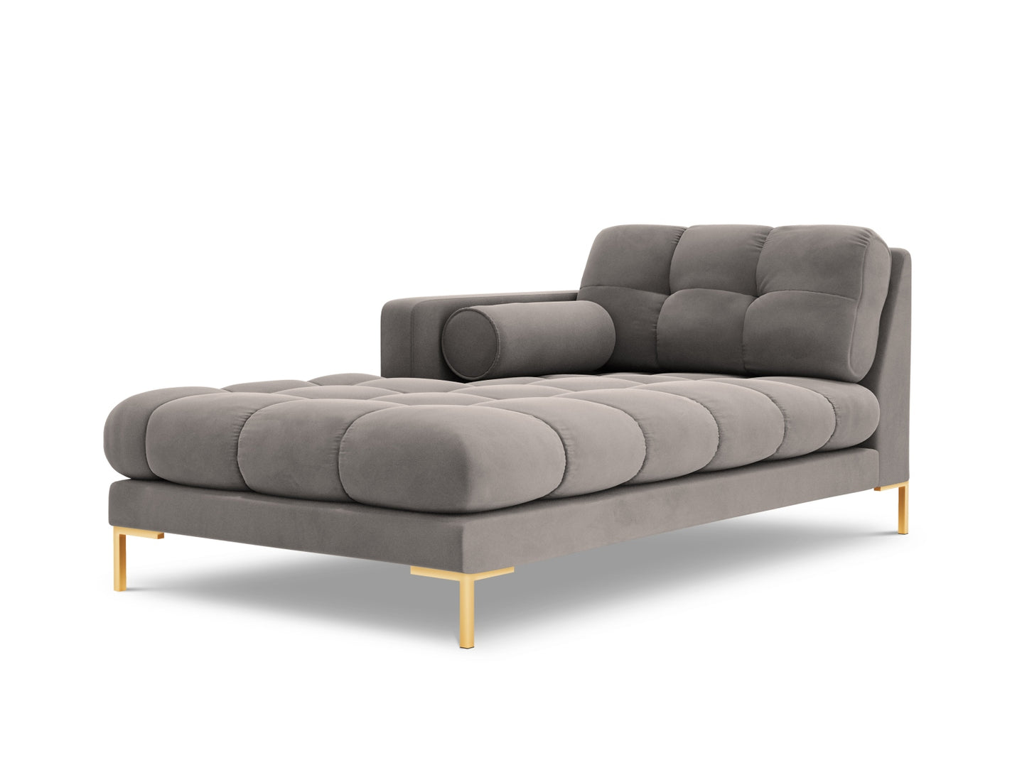 Bali Chaise Longue, 102x185 cm — Light Grey / Gold Metal / Left