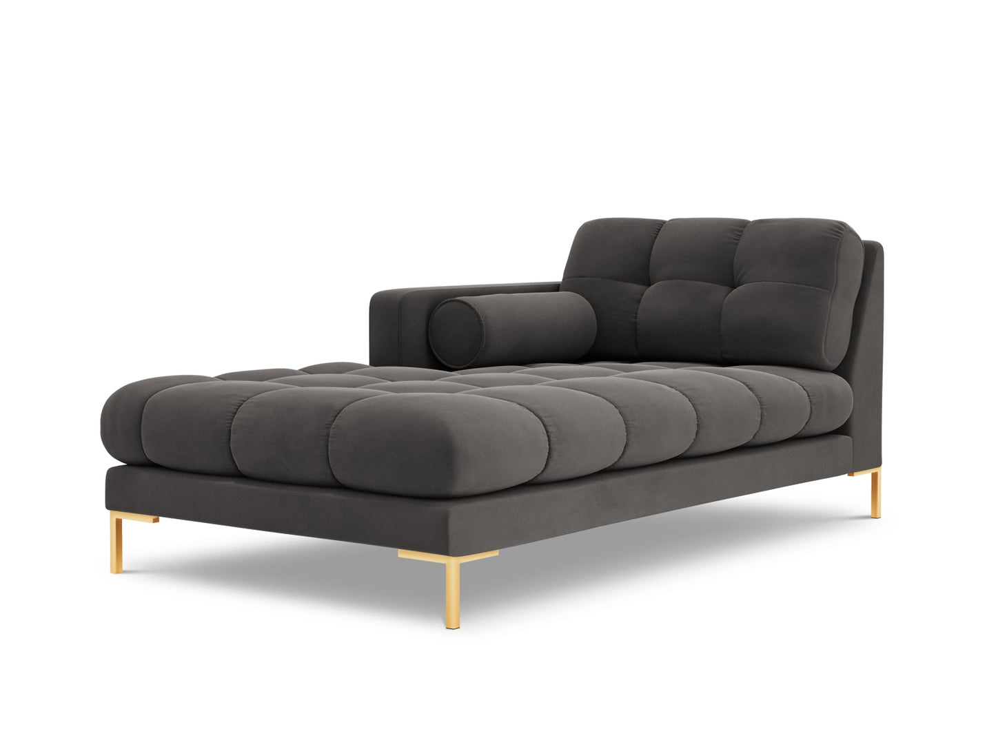 Bali Chaise Longue, 102x185 cm — Dark Grey / Gold Metal / Left