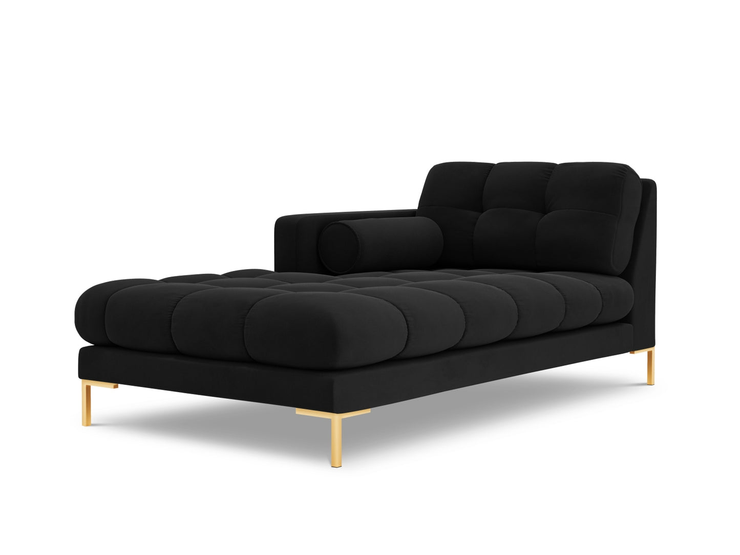 Bali Chaise Longue, 102x185 cm — Black / Gold Metal / Left